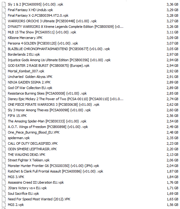 Chargement de Jeux PSVITA
