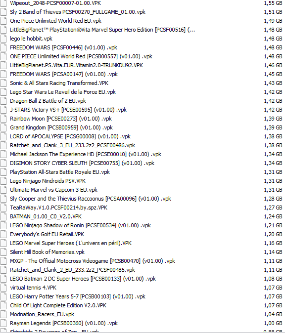 Chargement de Jeux PSVITA