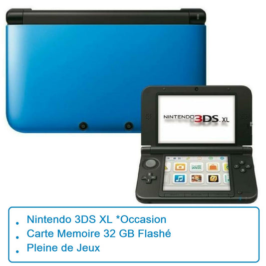 Nintendo 3DS XL (32 GB) Flashé + Jeux Occasion - Bleu /Noir