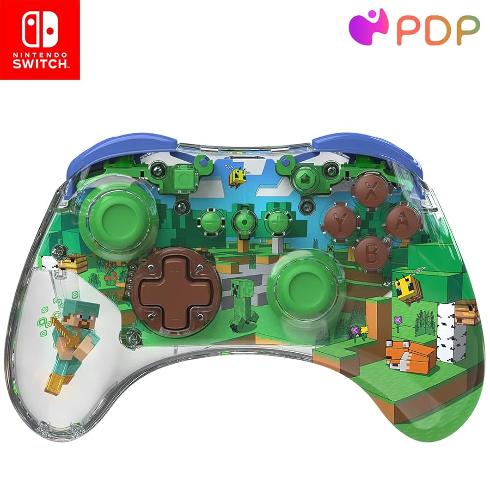 Manette Sans Fil REALMz Lumineuse Minecraft Forest PDP | Nintendo Switch
