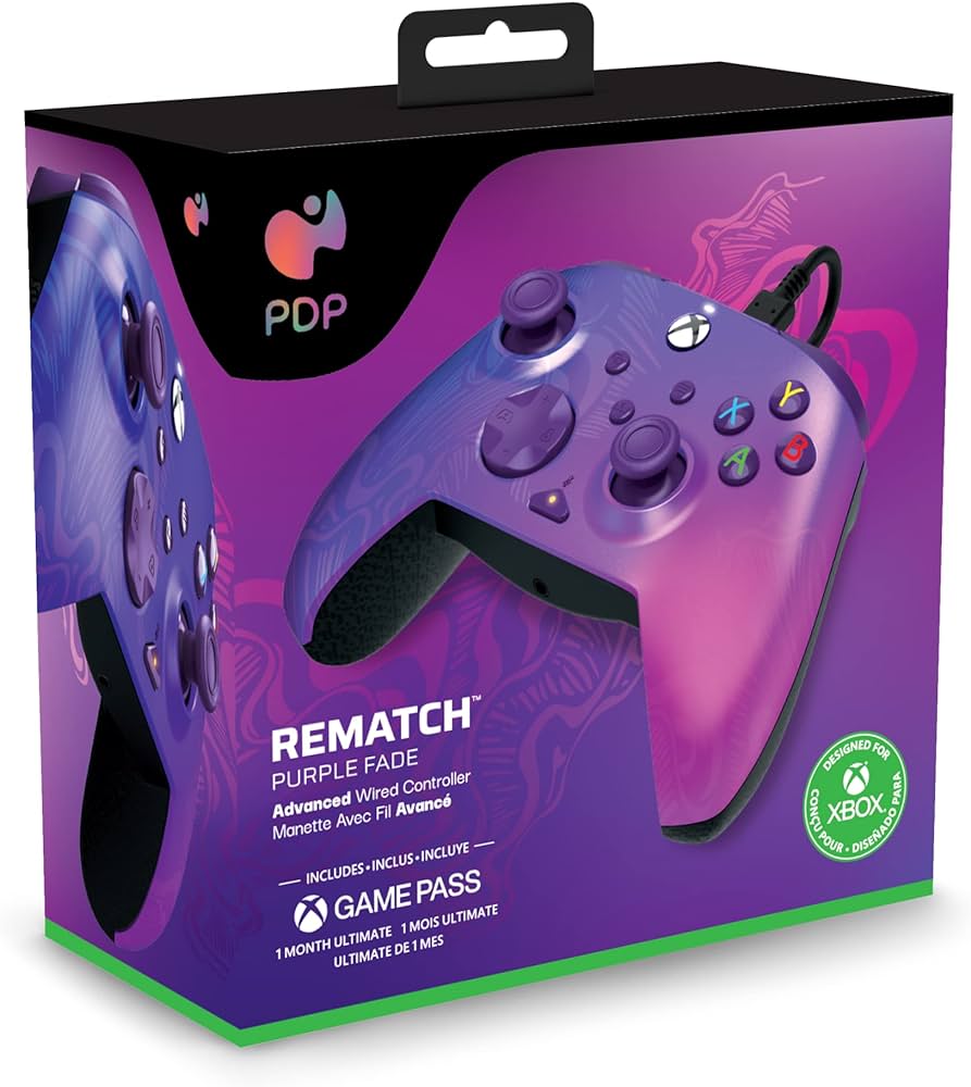 Manette PDP Rematch Xbox Series X|S et PC purple fade