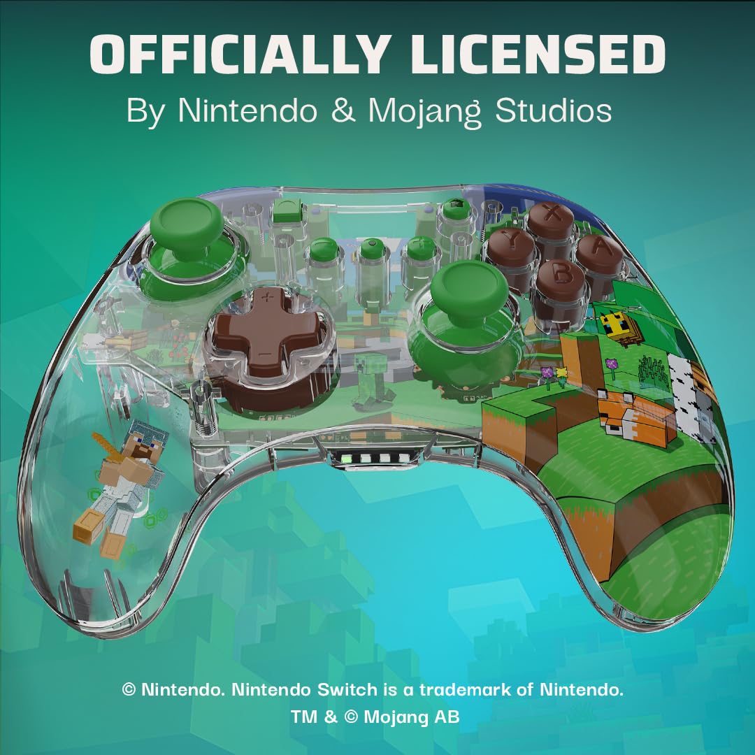 Manette Sans Fil REALMz Lumineuse Minecraft Forest PDP | Nintendo Switch
