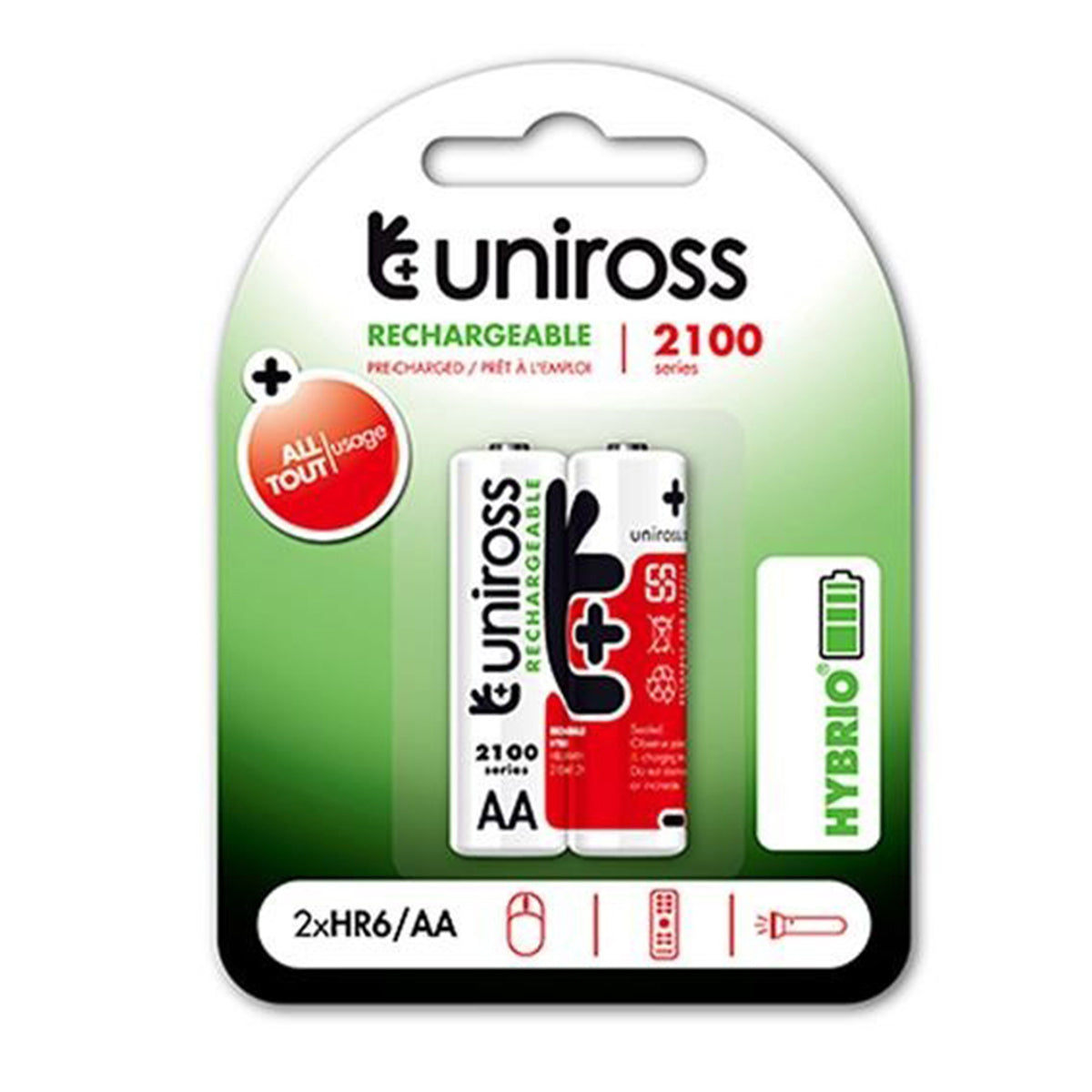 Piles rechargeable 2100mah uniross