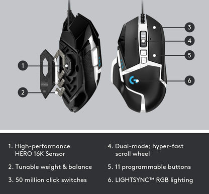 Souris Logitech G502 SE HERO - Gamer Filaire