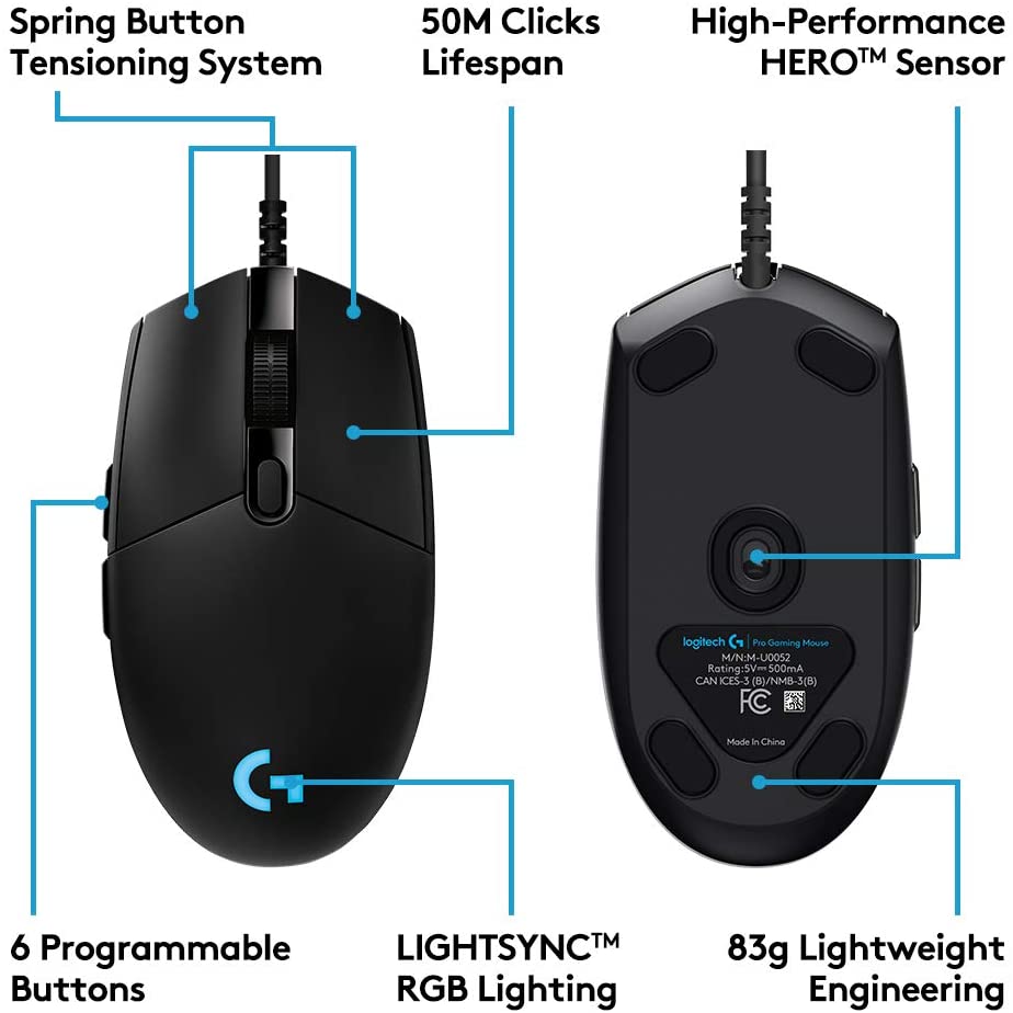 Souris Logitech G Pro Wired Gaming Mouse (Noir)