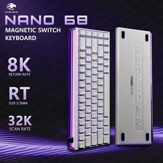 Clavier Gaming Magnétique Filaire Blanc Nano 68 | Madlions