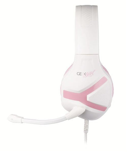 Casque Konix Geek Girl Crystal Blanc et rose filaire