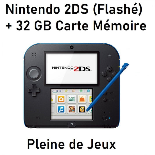 Nintendo 2Ds  (32 Gb) + Flashé + Jeux ♻️ Occasion