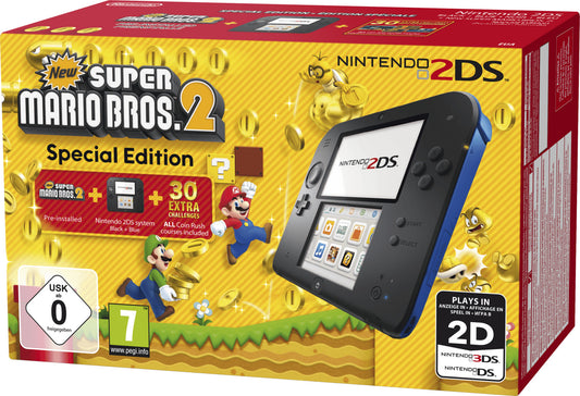 Console Nintendo 2DS - noire et bleue Edition New Super Mario Bros 2