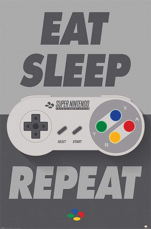 Nintendo Eat Sleep SNES Repeat Affiche 61x91,5cm