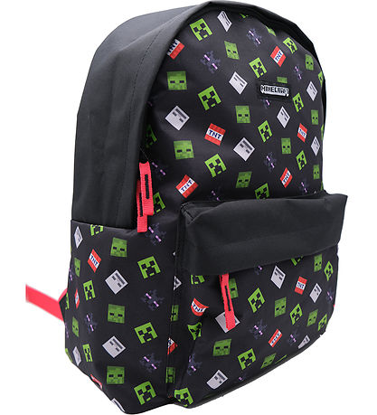 Cartable | Backpack | Sac À Dos | - Minecraft  (black | red) - 38 X 28 X 13 Cm
